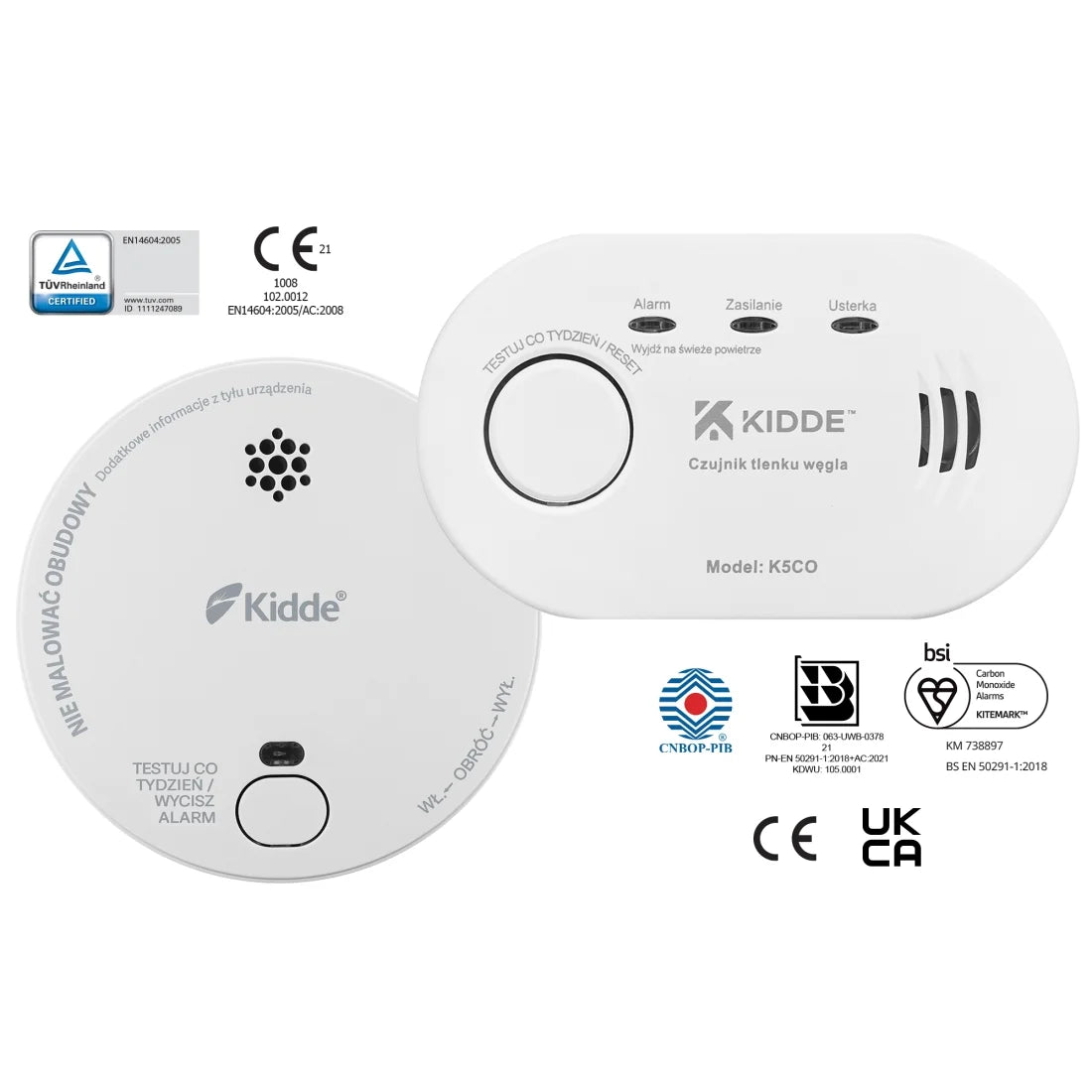 Zestaw 2 czujek: czadu i dymu