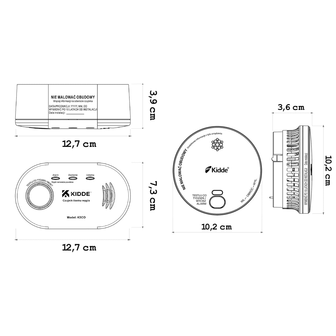 Zestaw 2 czujek: czadu i dymu